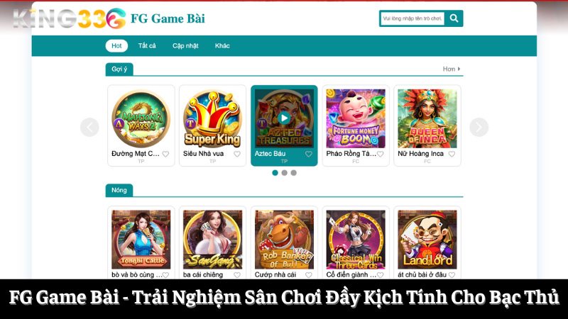 Game bài FG thuộc những top nhà phát hàng game danh tiếng